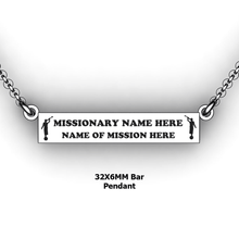 Load image into Gallery viewer, personalized mission bar pendant with 2 Moroni Mission Name and Mission - design your own necklace - custom Horizontal bar pendant