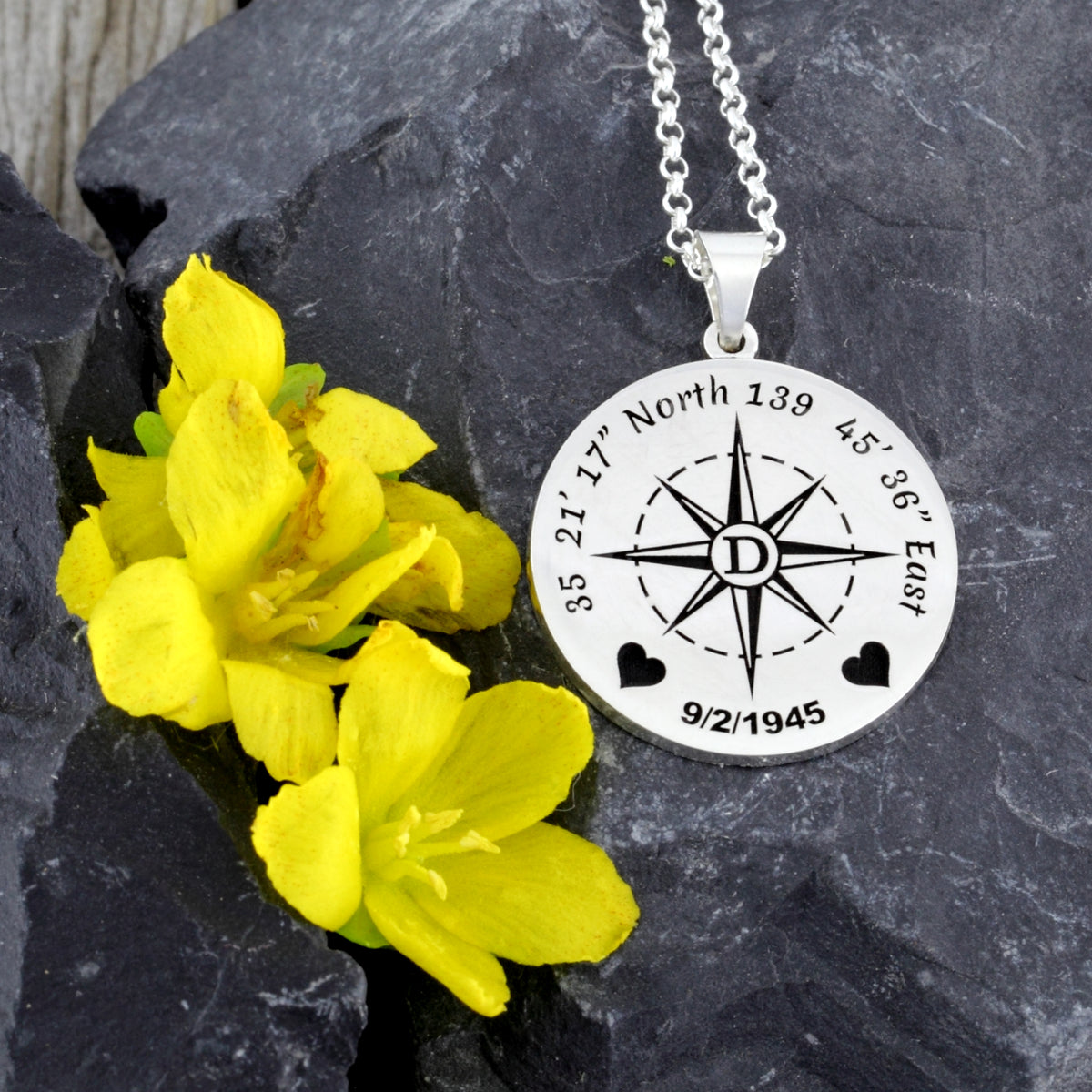 Compass Necklace Custom Coordinate Necklace Custom Coordinate