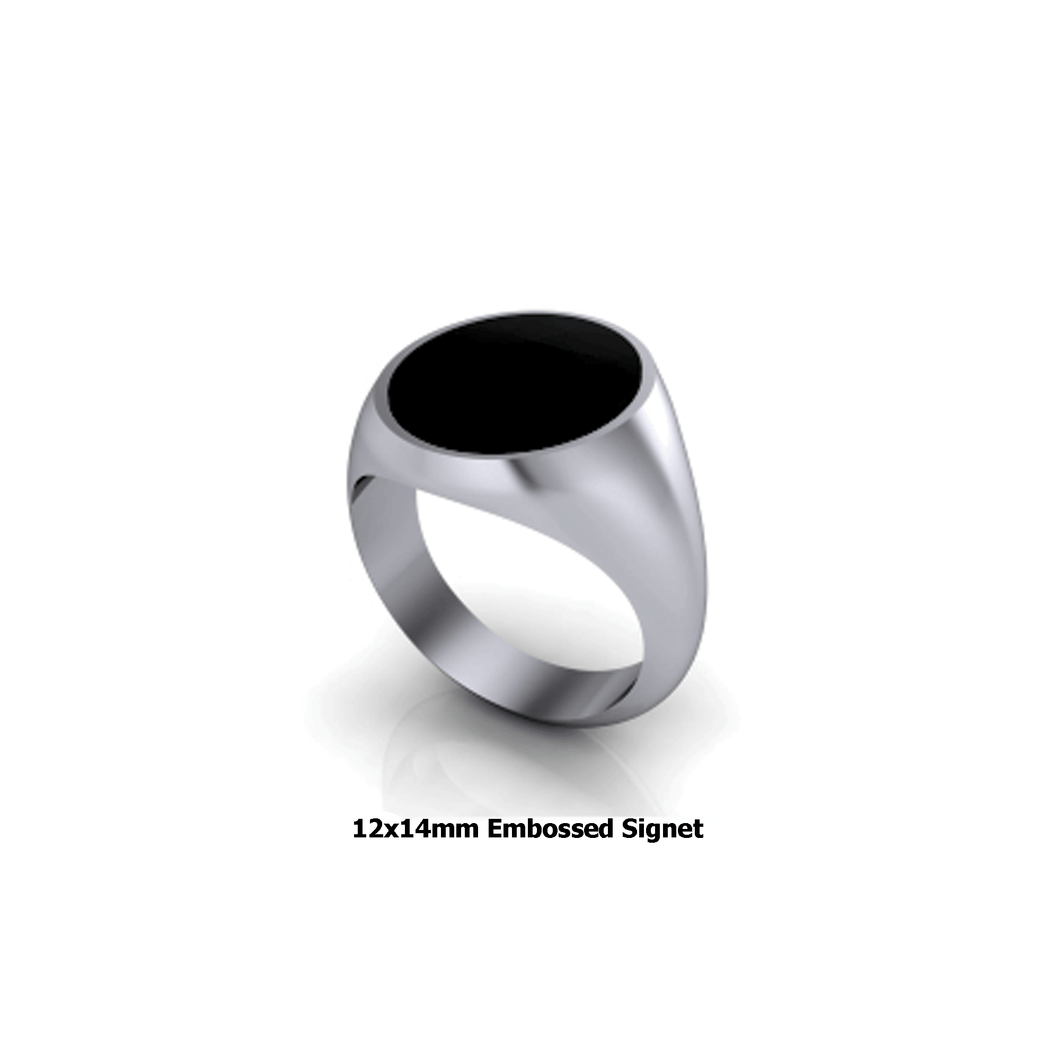 Personalized sterling silver signet ring embossed