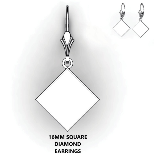 Personalized square diamond earrings - design your own earrings - custom diamond square earrings