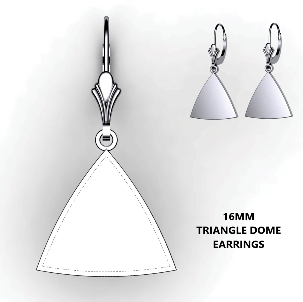 Personalized triangle domed earrings - design your own earrings - custom triangle earrings