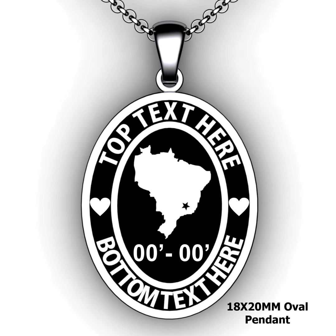 Mission Oval Embossed Pendant with Mission Country or State Personalize with Missionary Name and Mission