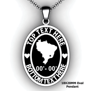 Personalized oval Mission pendant with Country or state - design your own necklace - custom Embossed oval text formatted  with Country or state pendant