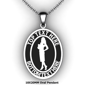 Personalized oval Sister pendant with Moroni - design your own necklace - custom Embossed oval text formatted  with SIster Missionary pendant