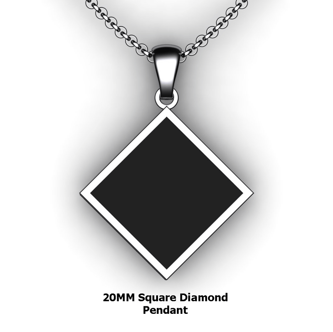 Personalized square diamond pendant - design your own necklace - custom square diamond embossed pendant