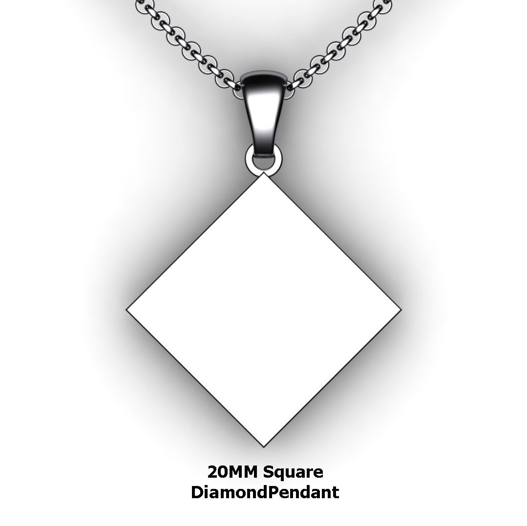 Square Diamond Pendant 20mm Personalized Necklace