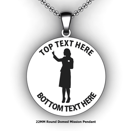Personalized round Mission pendant with Sister Missionary - design your own necklace - custom round text formatted  with SIster Missionary pendant 