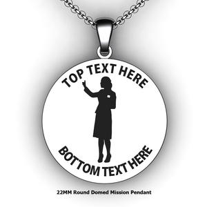 Personalized round Mission pendant with Sister Missionary - design your own necklace - custom round text formatted  with SIster Missionary pendant