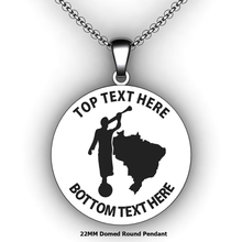 Load image into Gallery viewer, Personalized round Mission pendant with Moroni and Country or state - design your own necklace - custom round text formatted  with Country or state  and Moroni pendant