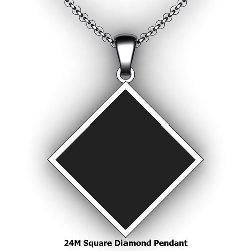 Personalized square diamond pendant - design your own necklace - custom square diamond embossed pendant