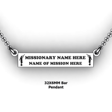Load image into Gallery viewer, personalized mission bar pendant with 2 Moroni Mission Name and Mission - design your own necklace - custom Horizontal bar pendant  