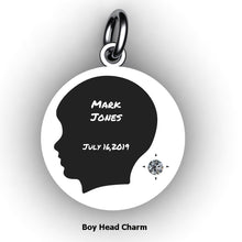 Load image into Gallery viewer, Baby Boy Round Domed Charm with Birthstone