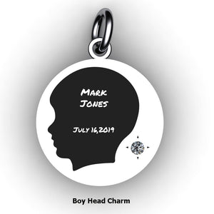 Baby Boy Round Domed Charm with Birthstone