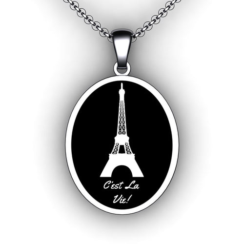 Personalized oval necklace engraved with choice of state or country outline