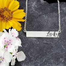 Load image into Gallery viewer, personalized bar necklace with engraving - sterling silver bar necklace
