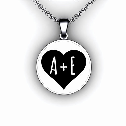 Love Heart Necklace - Round - Personalize with Your Initials