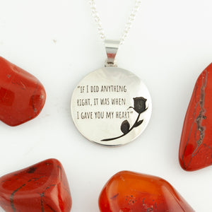 custom necklace with quote - disc necklace - disc necklaces - custom disc necklace - necklace with quote - engraving necklaces
