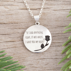 custom necklace with quote - disc necklace - disc necklaces - custom disc necklace - necklace with quote - engraving necklaces
