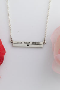 personalized childrens names necklace - bar necklace with engraving - personalized necklace for mom