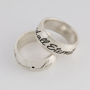 Personalized sterling silver ring with custom engraving