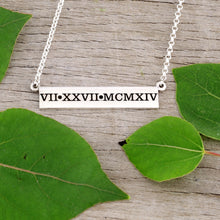 Load image into Gallery viewer, Roman Numeral Wedding Date Bar Necklace - Personalize with your special date