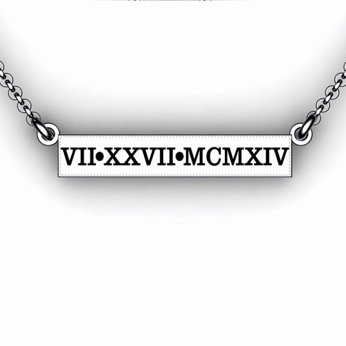 Roman Numeral Wedding Date Bar Necklace - Personalize with your special date