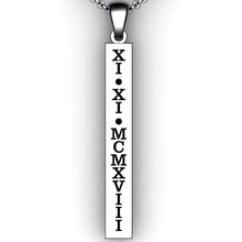 Load image into Gallery viewer, Roman Numeral Wedding Date Bar Necklace - Personalize with your special date