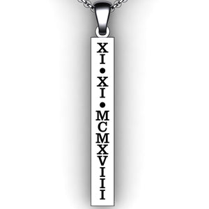 Roman Numeral Wedding Date Bar Necklace - Personalize with your special date