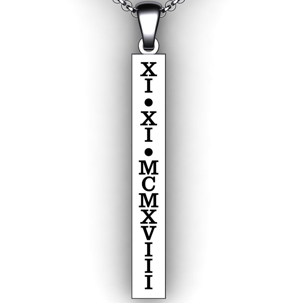 Roman Numeral Wedding Date Bar Necklace - Personalize with your special date