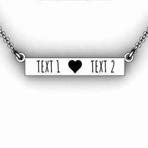 Love Bar Necklace with Cutout Heart  - Personalize with Your Names