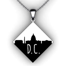 Load image into Gallery viewer, Custom City Skyline Necklace - Square Diamond - Personalize with your choice of city skyline