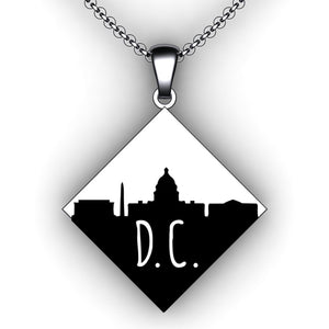 Custom City Skyline Necklace - Square Diamond - Personalize with your choice of city skyline