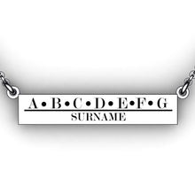 Load image into Gallery viewer, initial necklace in sterling silver - personalized childrens names necklace - bar necklace with engraving - personalized necklace with mom