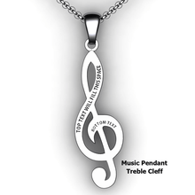 Load image into Gallery viewer, custom treble clef necklace personalized jewelry customized music jewelry