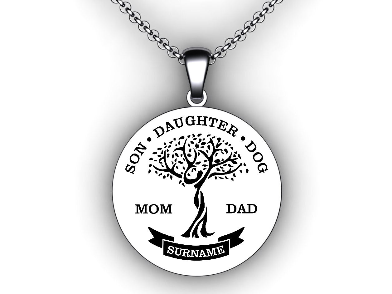 Family Tree Necklace -Round Domed Necklace Personalized necklace