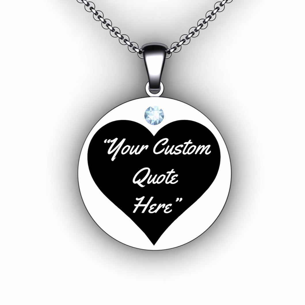Heart Necklace with custom saying - heart necklace - heart necklace silver - engraving necklaces - embossed jewelry - disc necklaces