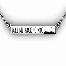 Load image into Gallery viewer, travel necklace city scape with travel quote sterling silver travel jewelry city scene necklace personalize travel jewelry