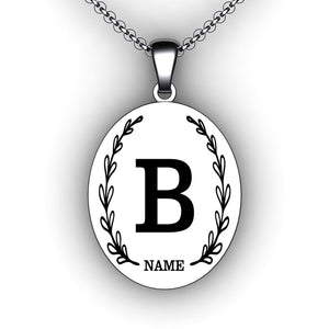 Initial/Name Necklace - Oval - Personalize with your Initial and Name - Pre-Designed Necklace