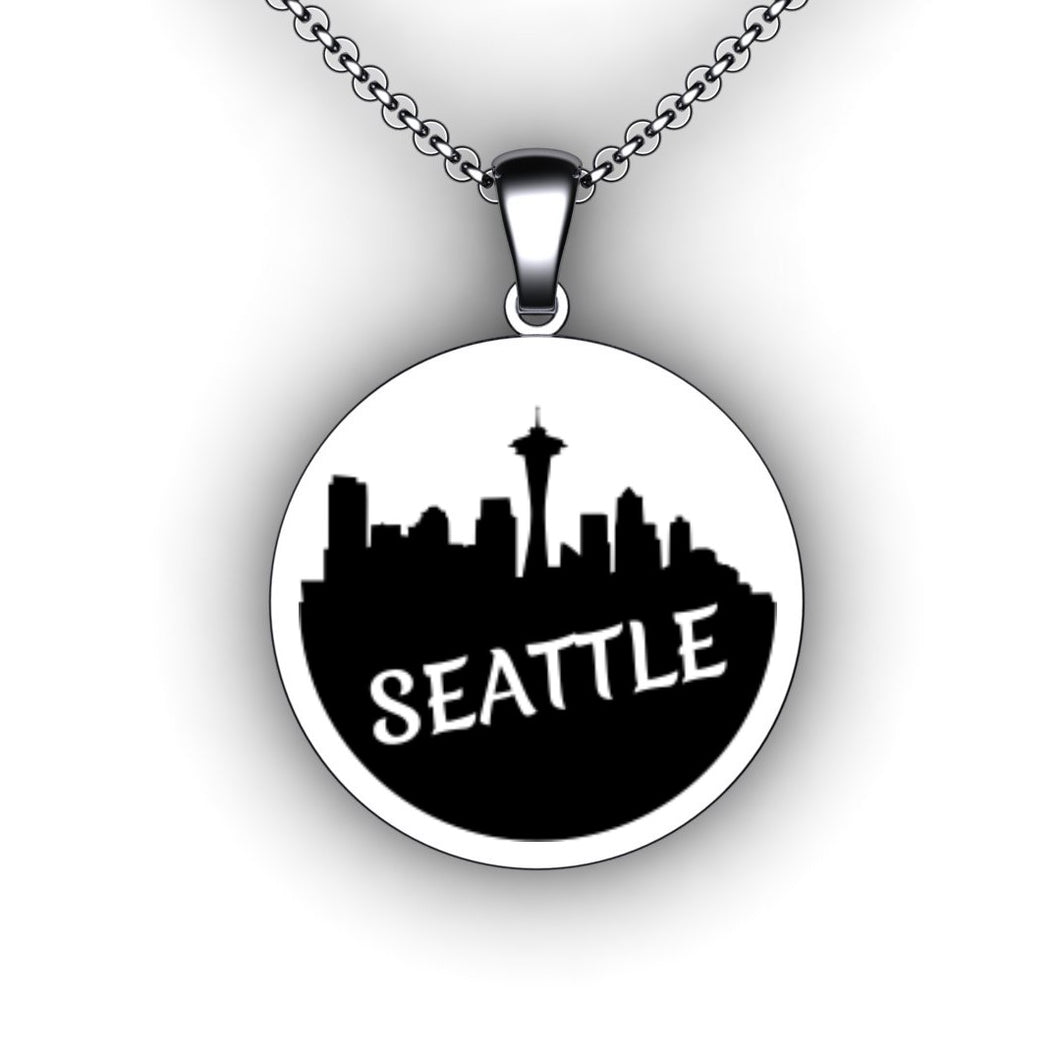custom disc necklace with city skyline of your choice - custom necklace - custom disc necklace - embossed jewelry - engraving necklaces