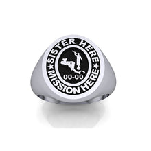 Load image into Gallery viewer, Missionary Signet Ring for Sisters with Moroni and Country or State - Personalize with Missionary Name and Mission