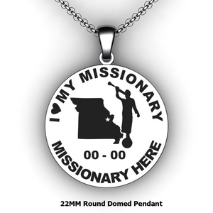 I Love My Missionary Round Domed Pendant with Mission Country or State