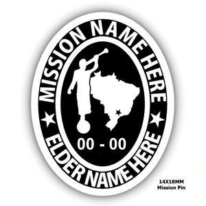 Mission Oval Embossed Pin with Moroni and Mission Country or State - Personalize with your Missionary name and Mission