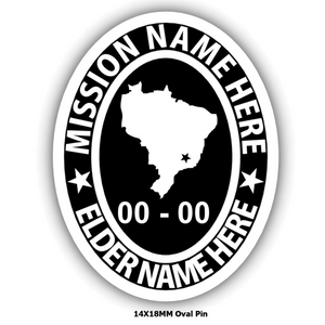 Mission Oval Embossed Pin with Mission Country or State - Personalize with your Missionary name and Mission